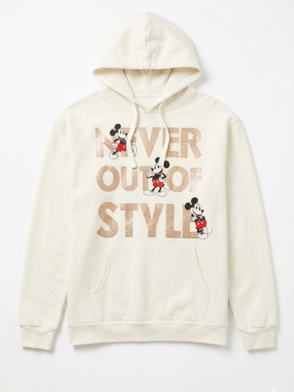 Mickey Mouse Hoodie Disney XXL Vintage White Rose Gold Sparkle Oversized Y2K